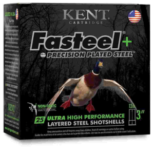 Kent Fasteel + Precision Plated Steel Waterfowl Shotshells 12ga 3" 1-1/4oz 1450 fps  #2 & #4 25/ct