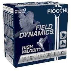 Fiocchi High Velocity Shotshells 12ga 2-3/4 1-1/4oz 1330 fps #8 25/ct
