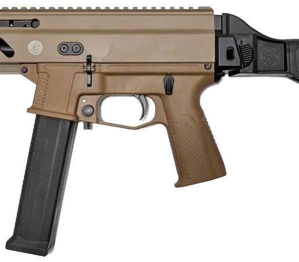 Grand Power Stribog SP45A3 .45 ACP Semi-Auto Pistol - FDE | 8" Threaded Barrel | 3x 20rd Mags | SBT Folding Arm Brace