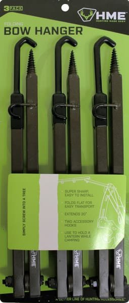 HME BOW HANGER 20" FOLDING - W/ACCESSORY HOOKS 3PK
