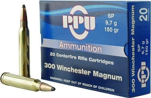 PPU Rifle Ammunition .300 Win Magnum 150 gr SP 3250 fps 20/ct