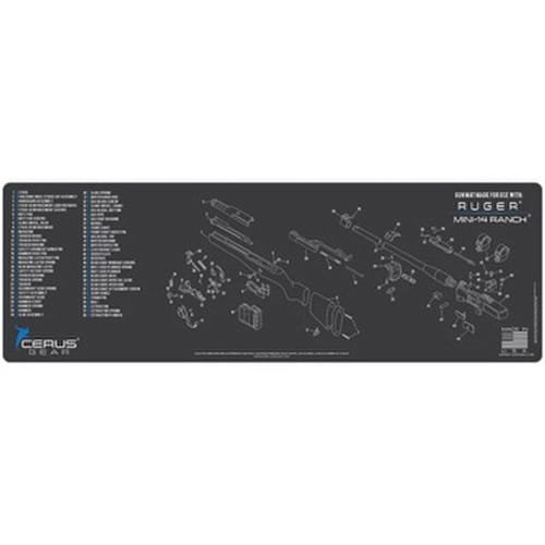 RUGER MINI 14 RANCH SCHEMATIC RIFLE MAT - CHARCOAL GREY/CERUS BLUE, 12" X 36"