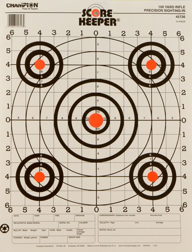 CHAMPION 100YD RFL SIGHT-IN TRGT 12P