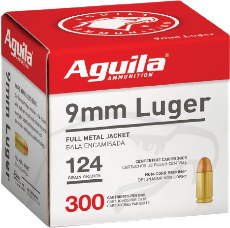 Aguila Handgun Ammunition 9mm Luger 124 gr FMJ 1115 fps 300/ct
