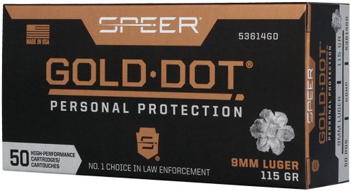 SPEER GOLD DOT 9MM LUGER - 115GR GDHP 50RD 10BX/CS