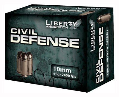 Liberty Civil Defense Handgun Ammunition 10mm Auto 60 gr SCHP 2400 fps 20/ct