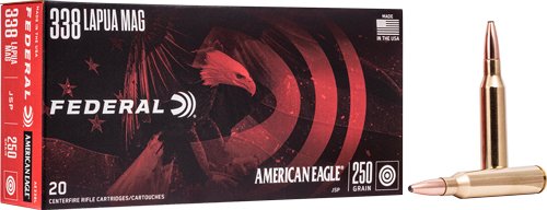 Federal American Eagle Rifle Ammunition .338 Lapua Mag 250 gr SP  20/box