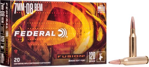 Federal Fusion Rifle Ammunition 7mm-08 Rem 120 gr BTSP 3000 fps - 20/ct