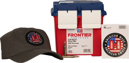 Hornady Frontier 250th Anniversary Ammo Can Combo 5.56mm NATO 55gr FMJ 3240 fps 250/ct w/ Hat and Sticker