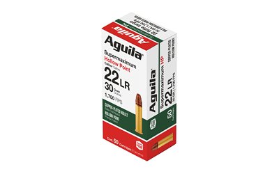 Aguila Ammunition .22 LR Super Max Rifle Ammo - 30 Grain | Copper Plated Solid Point | 50rd Box