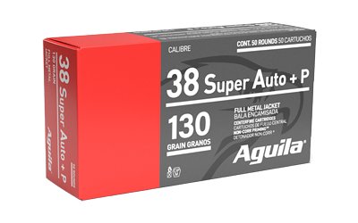 Aguila 38 Super Auto +P Ammunition 1E382112 130 Grain Full Metal Jacket 50 Rounds