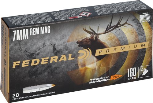 Federal Trophy Bonded Tip Rifle Ammunition 7mm Rem Mag 160gr PT 2900 fps 20/ct