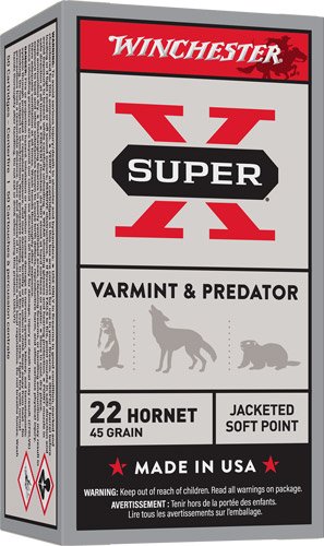 Winchester Super-X Rifle Ammunition .22 Hornet 45 gr. JSP 2690 fps 50/ct