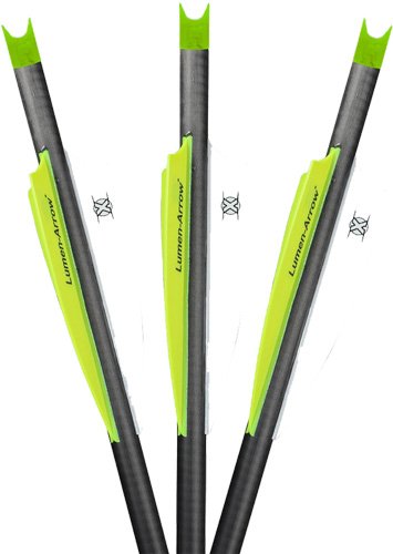LUMENOK XBOW ARROW 20" CARBON - 3.5" VANES GREEN CRESCENT 3PK