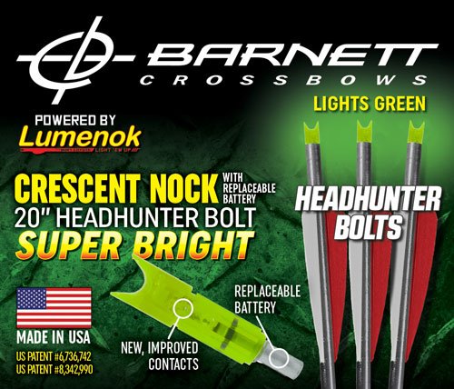 Lumenok Xbow Arrow 20" Barnett - Headhunter Green Crescent 3pk - Image 2