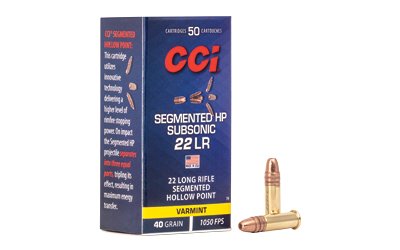 CCI Segmented HP Subsonic Rimfire Ammunition .22 LR 40 gr 1050 fps 50/ct