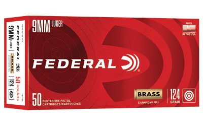 Federal Champion Training Handgun Ammunition 9mm Luger 124gr FMJ 1090 fps 50/ct