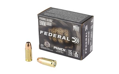 Federal Personal Defense Punch Handgun Ammunition 9mm Luger 115gr JHP 1180 fps 20/ct