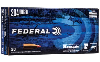 FEDERAL 204 RUGER 32GR V-MAX - 20RD 10BX/CS