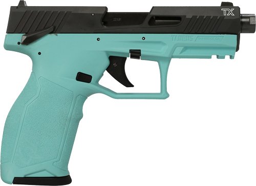 Taurus 2TX22 Handgun .22 LR 16(1)&22(1)rd Magazines 4.6" Threaded Barrel Black Slide/Cyan Frame