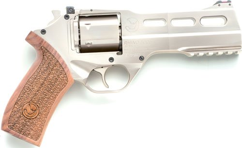 Chiappa Rhino 50DS Handgun .357 Mag 6rd Capacity 5" Barrel Nickel Plated with Walnut Grips and 3 Moon Clips