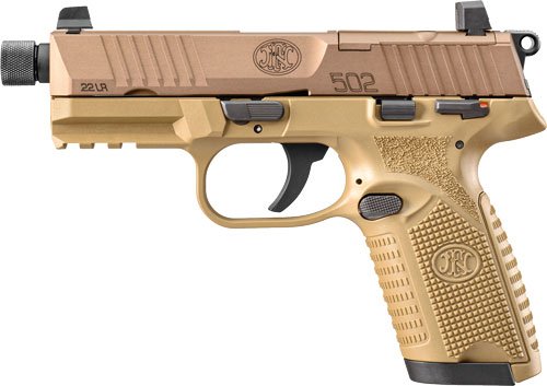 FN USA 502 Tactical Handgun .22 LR 10rd Magazines (2) 4.6" Threaded Barrel FDE