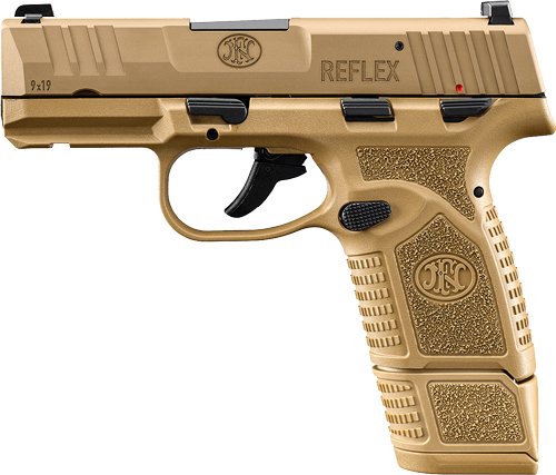 FN Reflex MS Handgun 9mm Luger 11rd (1) & 15rd (1) Magazines 3.3" Barrel FDE