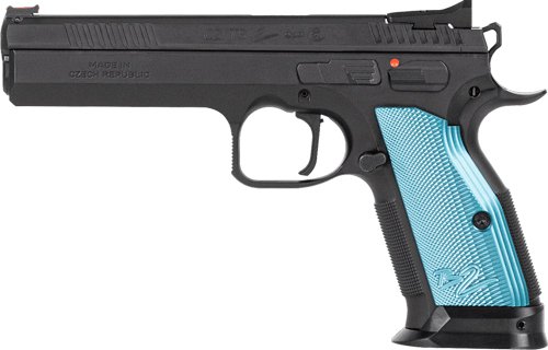 CZ TS2 SA 9MM FS 20-SHOT - BLACK POLYCOAT BLUE GRIP