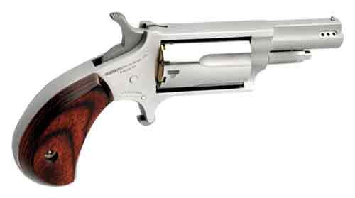 NAA 22M Ported Handgun .22 Mag 5rd Capacity 1.625" Barrel Silver with Wood Grip