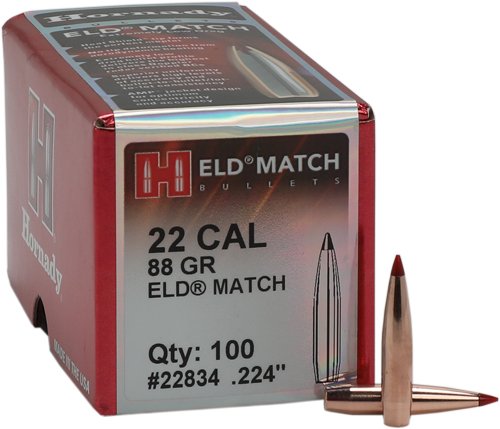 Hornady ELD Match Bullets with Heat Shield .22 cal .224" 88 gr ELD-M 100/Box