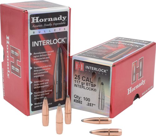 Hornady InterLock Bullets .25 cal .257" 117 gr BTSP 100/ct