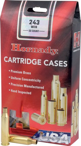 Hornady Unprimed Brass Rifle Cartridge Cases .243 Win 50/ct