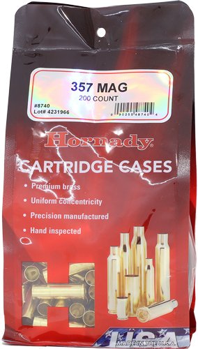 Hornady Unprimed Brass Handgun Cartridge Cases .357 Mag 200/ct