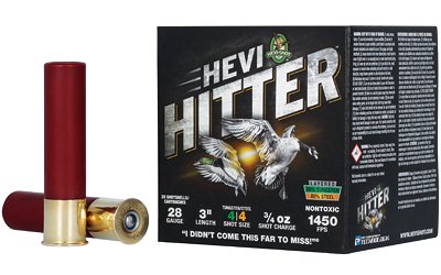 HEVI-Shot HEVI-Hitter Tungsten/Steel Shotshells 28ga 3" 3/4oz 1450 fps #4 25/ct