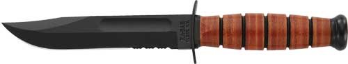KA-BAR FIGHTING/UTILITY KNIFE - 5.25" SHRT W/LTHR USMC SERRTD