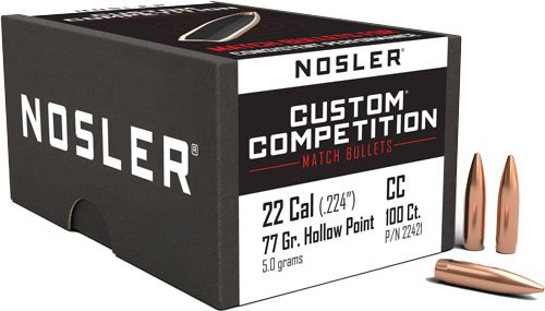 Nosler Custom Competition Bullets .22 cal .224" 77 gr HPBT 100/ct