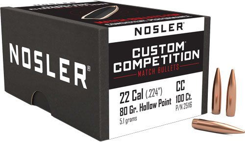 Nosler Custom Competition Bullets .22 cal .224" 80 gr HPBT 100/ct