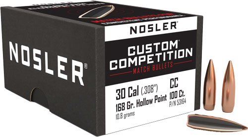 Nosler Custom Competition Bullets .30 cal .308" 168 gr HPBT 100/ct