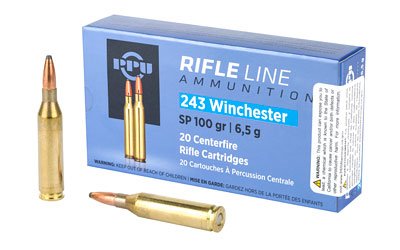 PPU Rifle Ammunition .243 Win 100 gr SP 2960 fps  20/ct