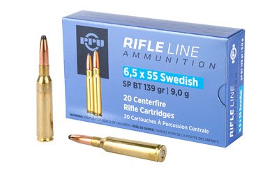 PPU Rifle Ammunition 6.5x55mm Swedish 139 gr SP 2540 fps - 20/ct
