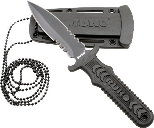 RUKO FIXED 3" NECK/BOOT KNIFE - NYLON HANDLE CLAMSHELL