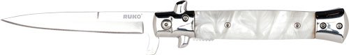 RUKO FOLDER SPRING ASSISTS 4" - WHITE PEARL ACRYLIC HANDLE
