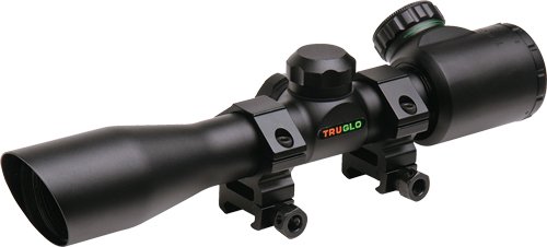 Truglo 4x32mm Crossbow Scope with Weaver Style Rings - Illuminated Dual Color Reticle Matte Black