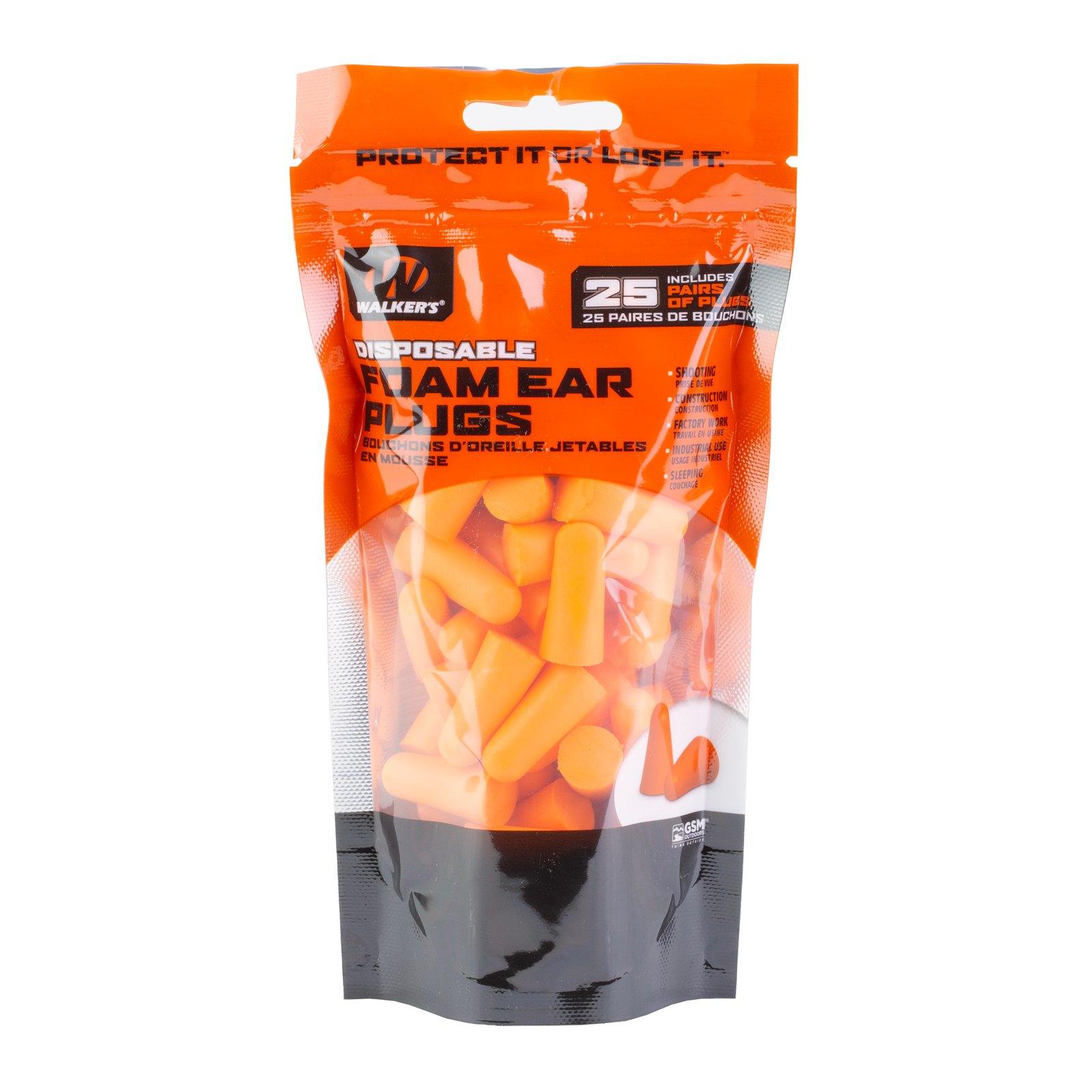 Walker's Foam Ear Plugs 25 Pairs Org