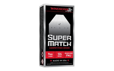 Winchester Super Match Handgun Ammunition 9mm Luger 124gr FMJ 1140fps 50/ct