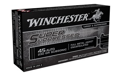 Winchester Super Suppressed Handgun Ammunition .45 ACP 230 gr. FMJE 850 fps 50/ct