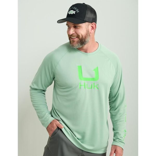 Huk Icon Crew Long Sleeve Shirt Fog Green M