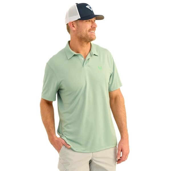 Huk Icon Polo Short Sleeve Shirt Fog Green S