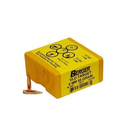 Berger Match Grade Target Bullets 6mm .243" 95 gr VLD TARGET 100/box