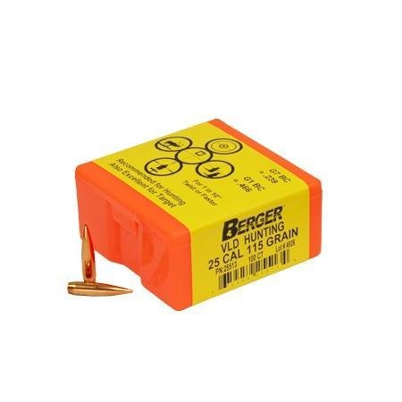 Berger Match Grade Hunting Bullets .25 cal .257" 115 gr VLD HUNTER 100/box